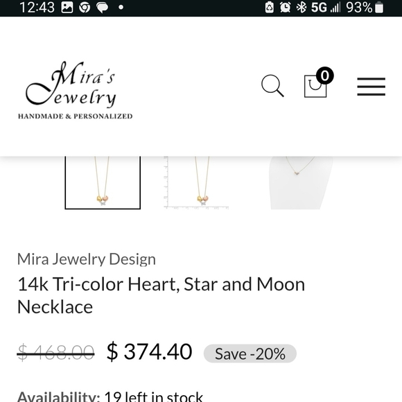 Tri-Tone Charm Necklace with Heart, Moon, and Star - Picture 3 of 5